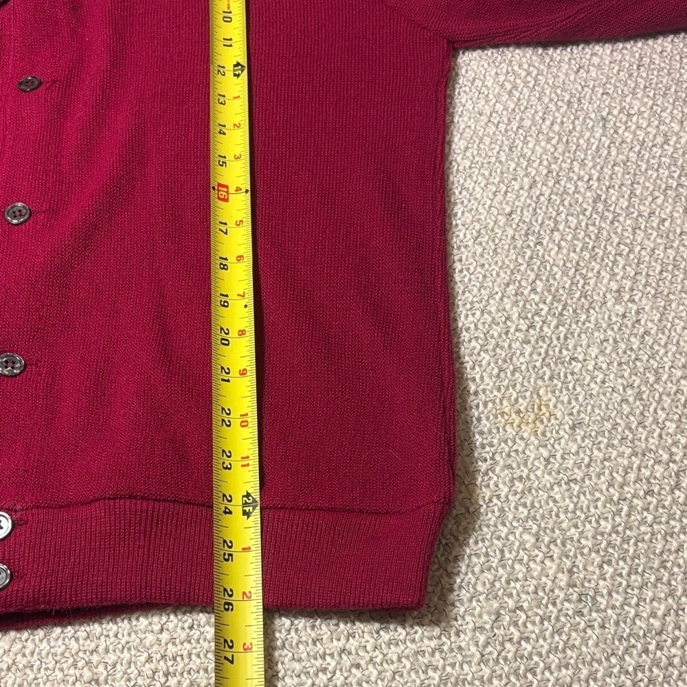 Vintage IZOD Men's Burgundy Button Cardigan Sweater - Picture 8 of 13